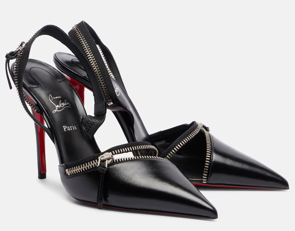 Christian Louboutin Shoes - Christian Louboutin Slingyzip 100 Black Leather Zipper Slingback Heel Pump 38